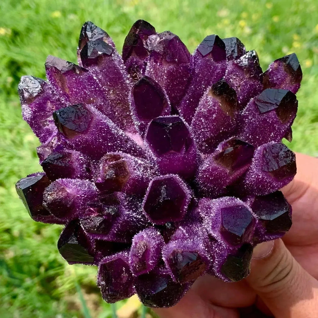 Violet Phantom Quartz Crystal Cluster ghost formation