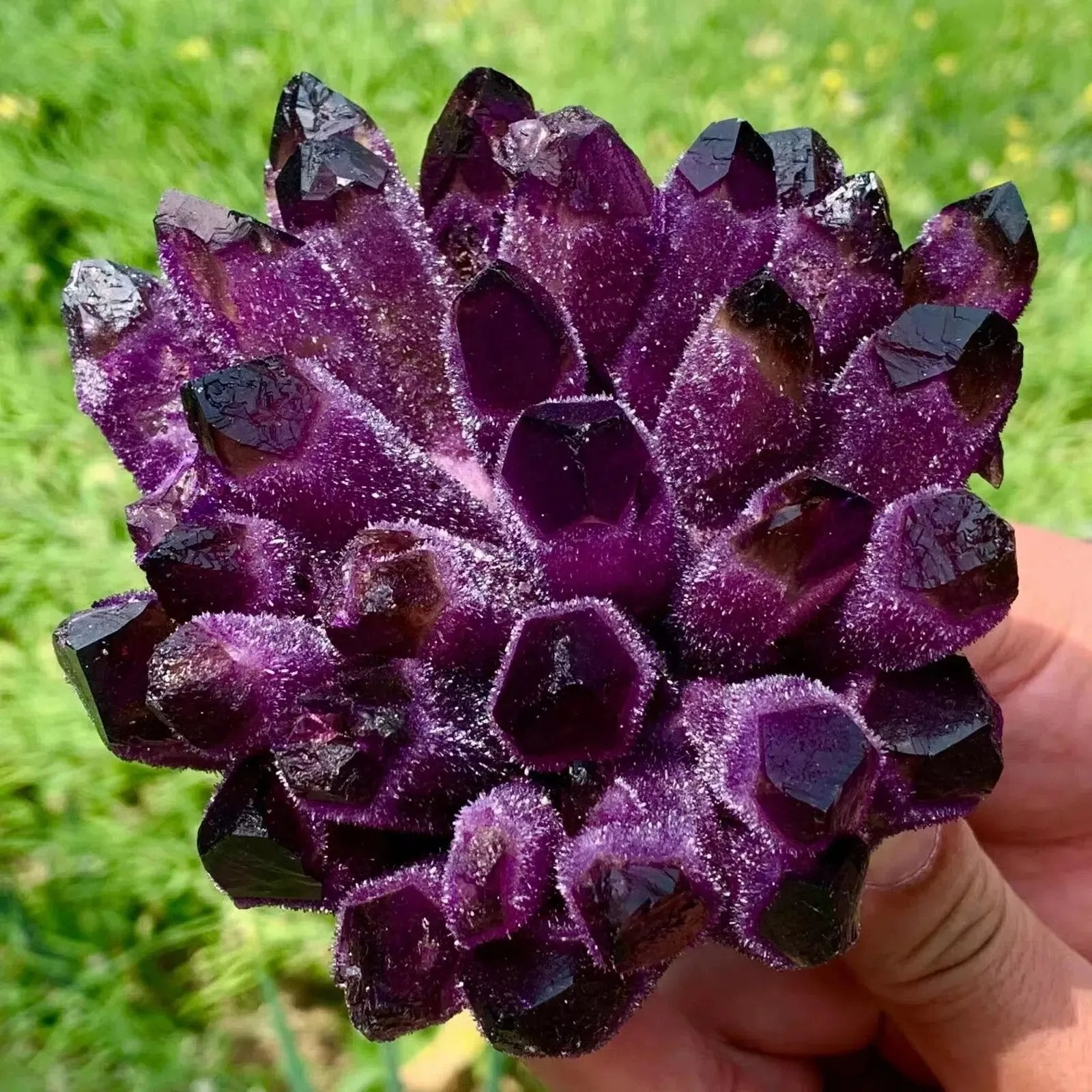 Violet Phantom Quartz Crystal Cluster ghost formation