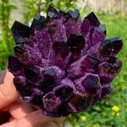 Deep violet quartz cluster showing crystal surface pattern