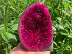 Pink druzy quartz geode crystal cluster natural sparkling stone