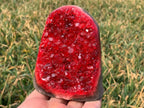 red crystal druzy geode with detailed crystal texture